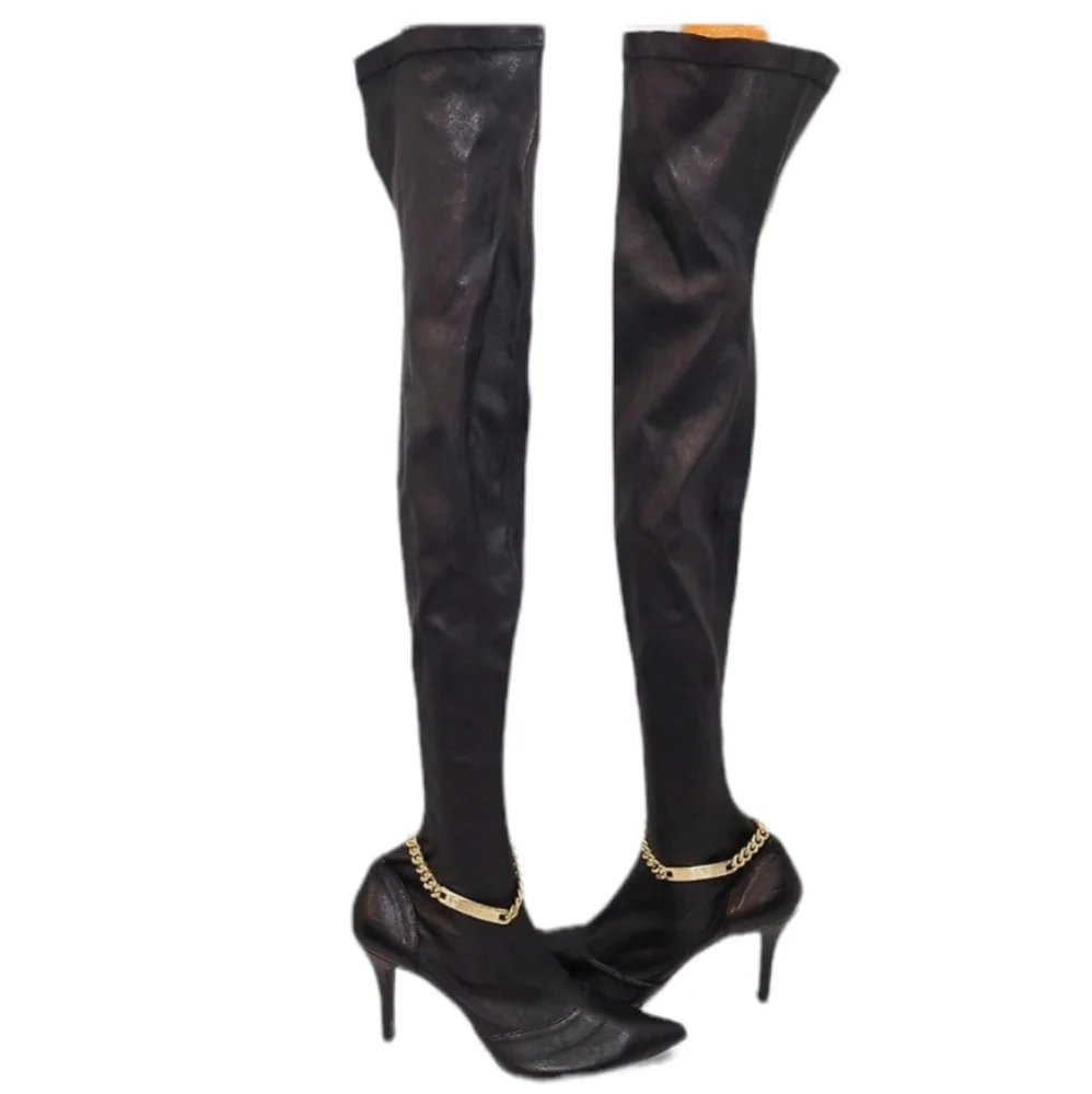 Thomas Wylde Over the Knee OTK Skull Accent Pointy Boots size 6